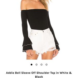 About us black addie bell sleeve off shoulder top sz m